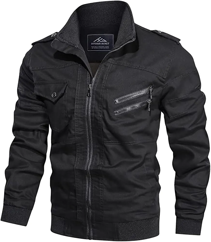 Men's Lightweight Cotton Military Jackets with Pockets